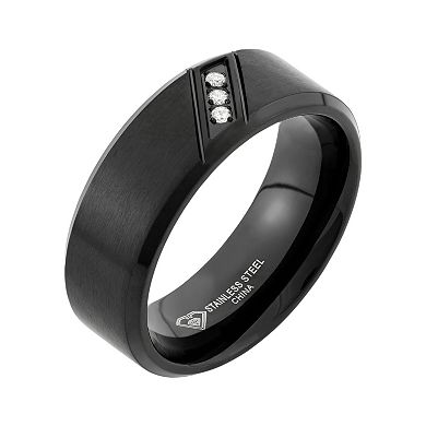 Diamond Accent Black Ion-Plated Stainless Steel Wedding Band - Men