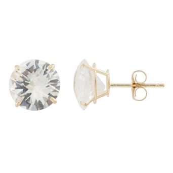 Lab-Created White Sapphire 10k Gold Stud Earrings
