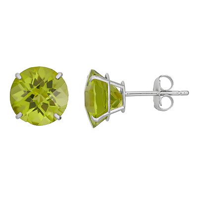 Peridot 10k White Gold Stud Earrings