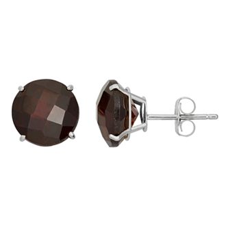 Garnet 10k White Gold Stud Earrings