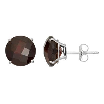 Designs by Gioelli Garnet 10k White Gold Stud Earrings