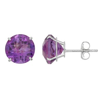 Amethyst 10k White Gold Stud Earrings