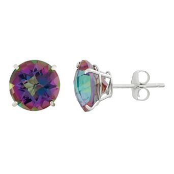 Mystic Topaz 10k White Gold Stud Earrings