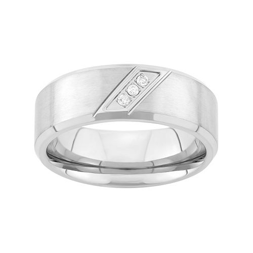 Diamond Accent Stainless Steel Wedding Band - Men