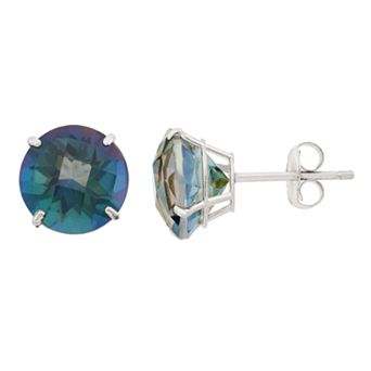Mystic Topaz 10k White Gold Stud Earrings