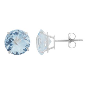 Lab-Created Aquamarine 10k White Gold Stud Earrings