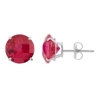 Lab-Created Ruby 10k White Gold Stud Earrings