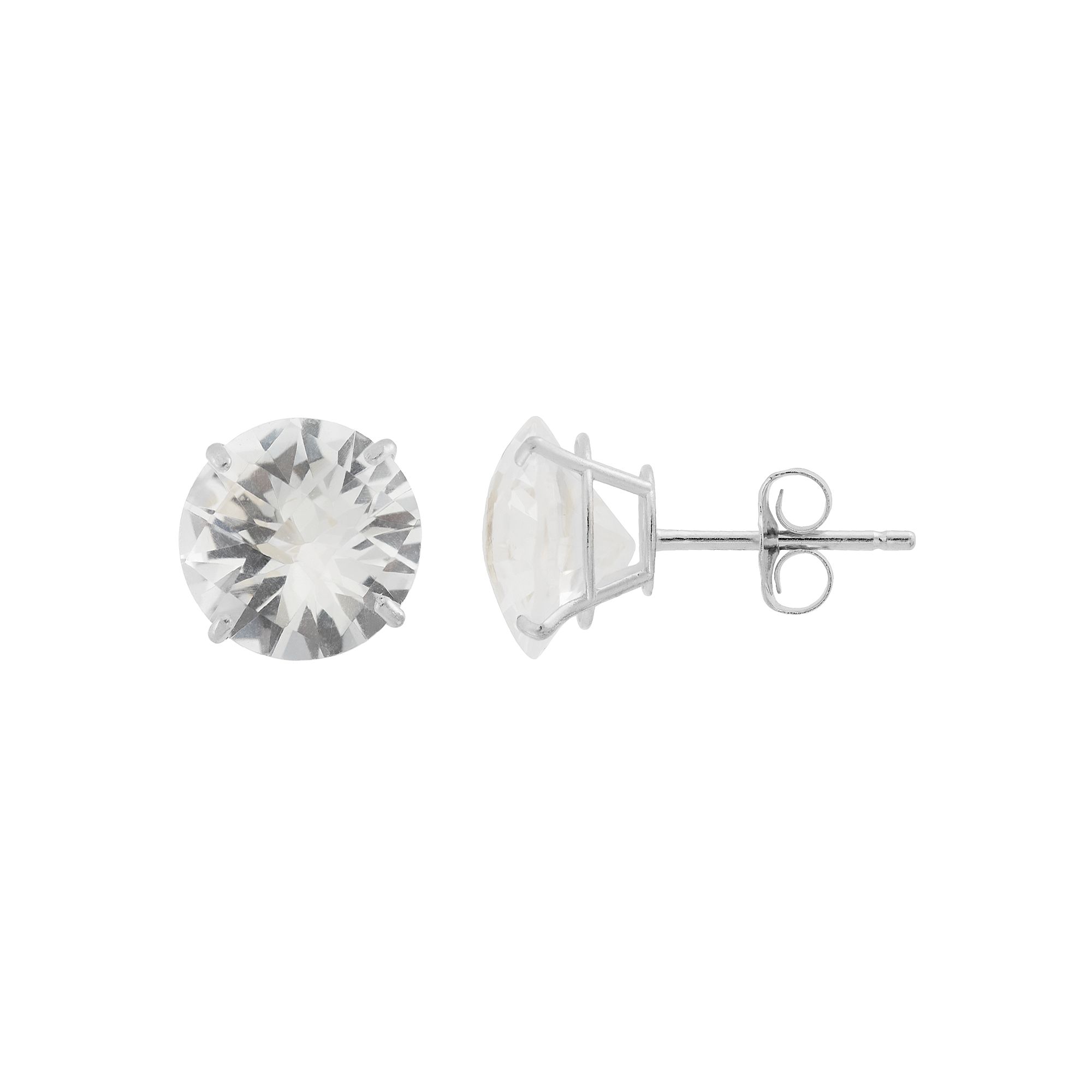 Lab-Created White Sapphire 10k White Gold Stud Earrings, Womens