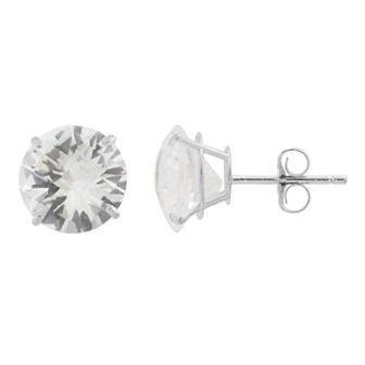 Lab-Created White Sapphire 10k White Gold Stud Earrings