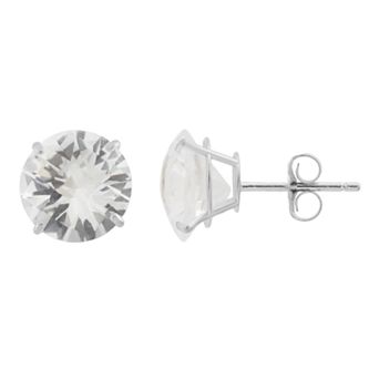 Lab-Created White Sapphire 10k White Gold Stud Earrings
