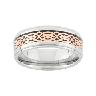 Steel Nation Tri-Tone Stainless Steel Celtic Wedding Band - Men