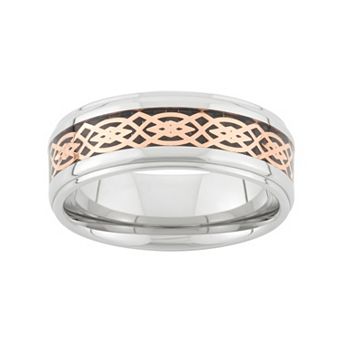 Steel Nation Tri-Tone Stainless Steel Celtic Wedding Band - Men
