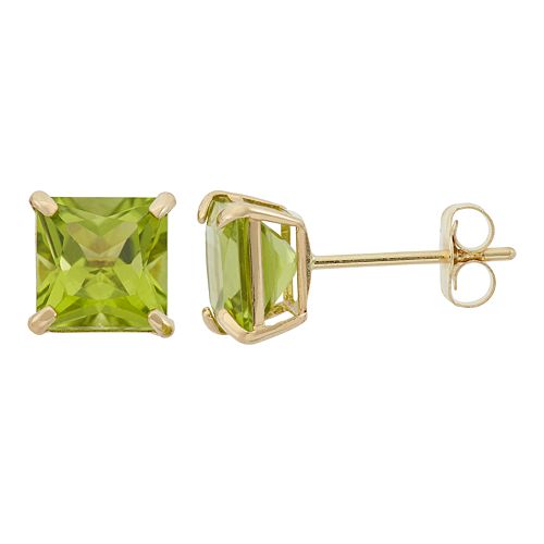 Peridot 10k Gold Stud Earrings