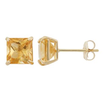 Designs by Gioelli Citrine 10k Gold Stud Earrings