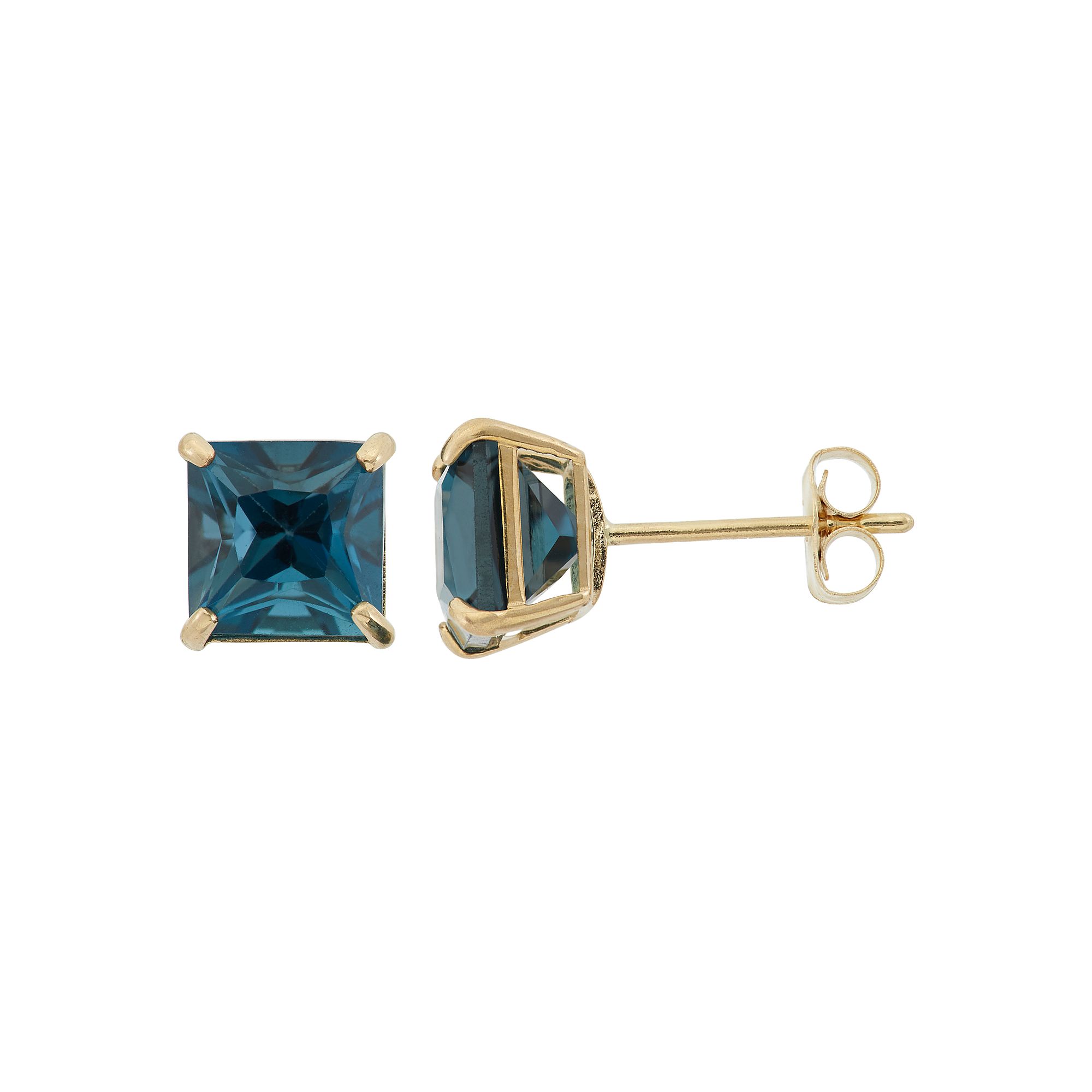 London Blue Topaz 10k Gold Stud Earrings, Womens