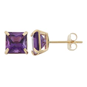 Designs by Gioelli Amethyst 10k Gold Stud Earrings