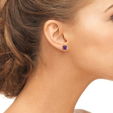 Amethyst 10k Gold Stud Earrings