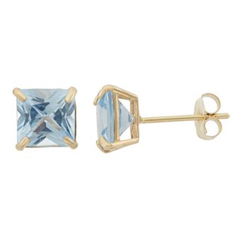 Designs by Gioelli Lab-Created Aquamarine 10k Gold Stud Earrings