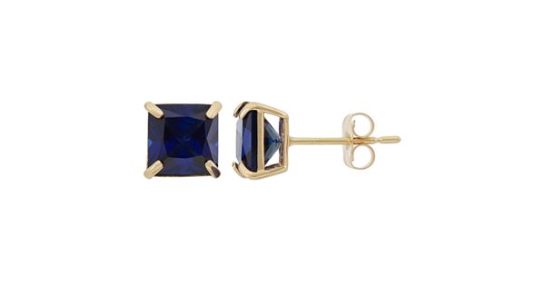 Lab-Created Sapphire 10k Gold Stud Earrings