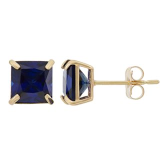 Designs by Gioelli Lab-Created Sapphire 10k Gold Stud Earrings