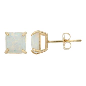 Designs by Gioelli Lab-Created Opal 10k Gold Stud Earrings