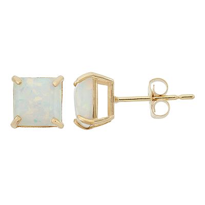 Designs by Gioelli Lab-Created Opal 10k Gold Stud Earrings