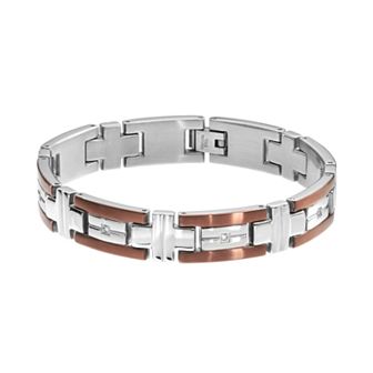 Gold LLC 1/6 Carat T.W. Diamond Two Tone Stainless Steel Bracelet - Men