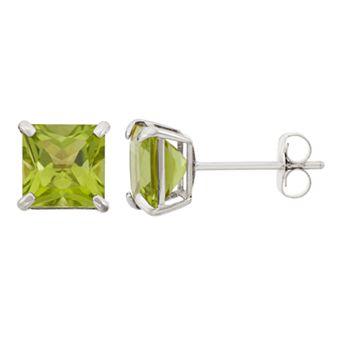 Designs by Gioelli Peridot 10k White Gold Stud Earrings