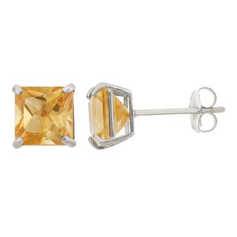 Designs by Gioelli Citrine 10k White Gold Stud Earrings