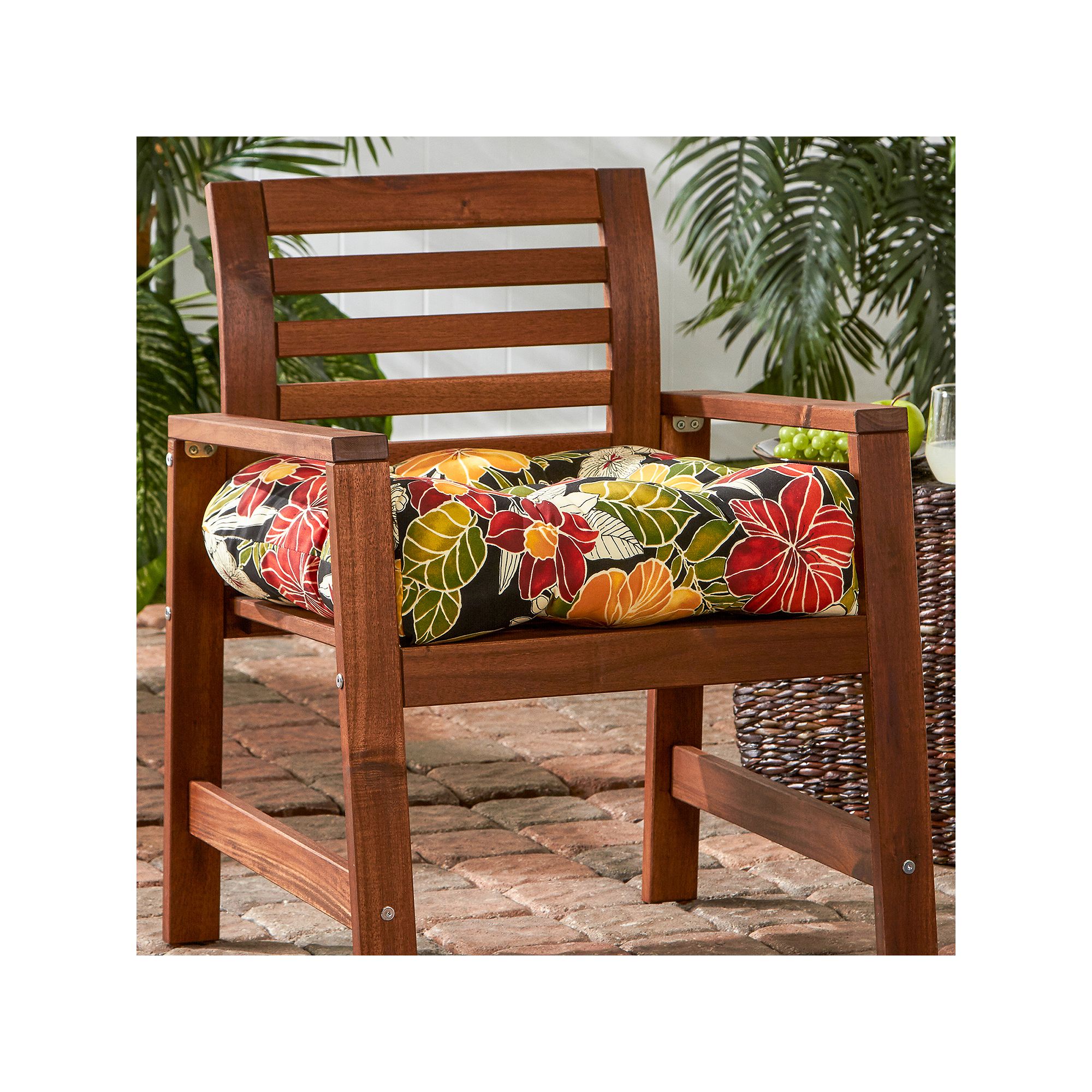 Greendale Home Fashions Seat Cushion - 20 x 20, Aloha Black