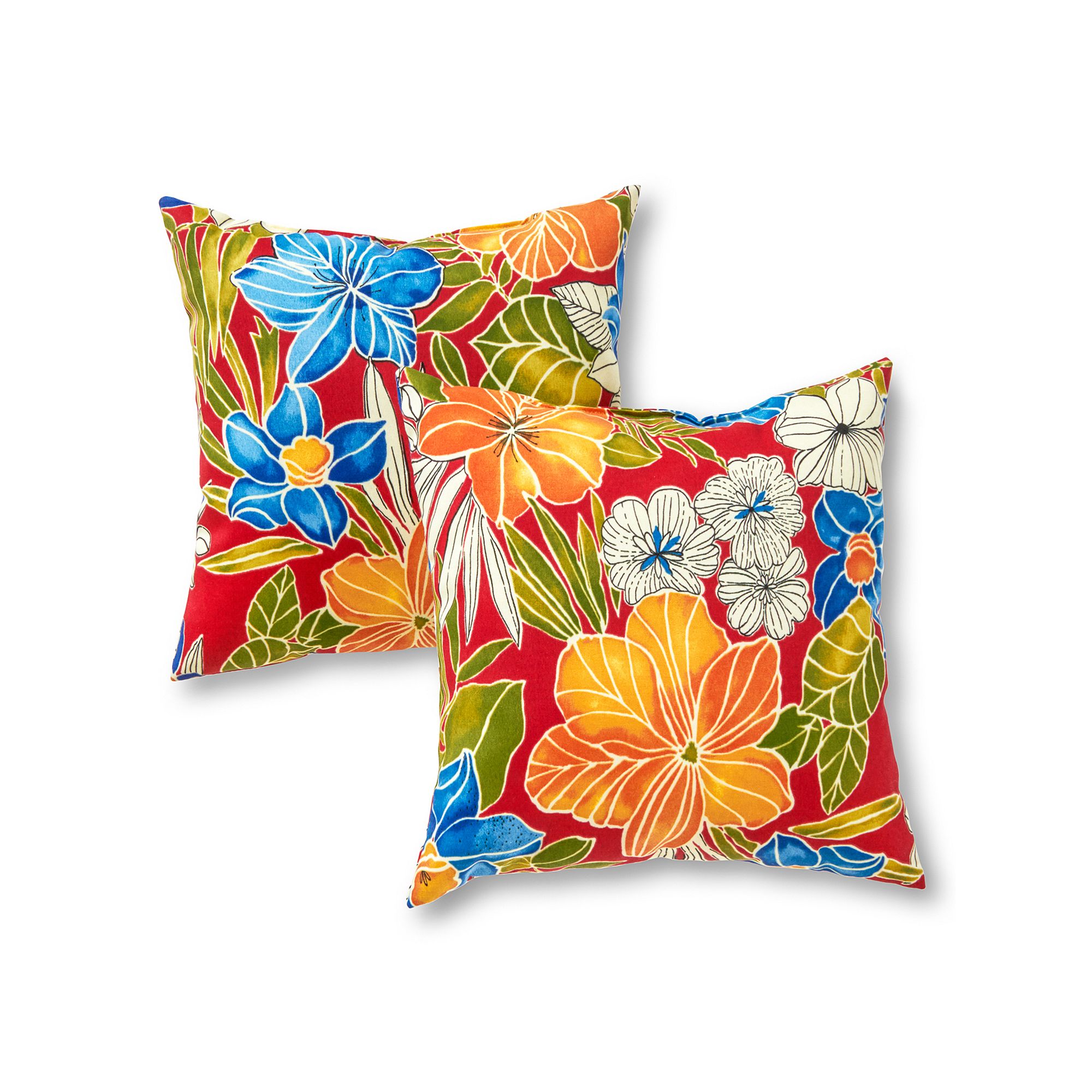 Greendale Home Fashions Outdoor Throw Pillow 2-piece Set, Aloha Red