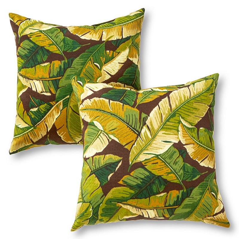 Greendale Home Fashions Palm Leaves 17 x 17 in. Outdoor Accent Pillow  Set of 2