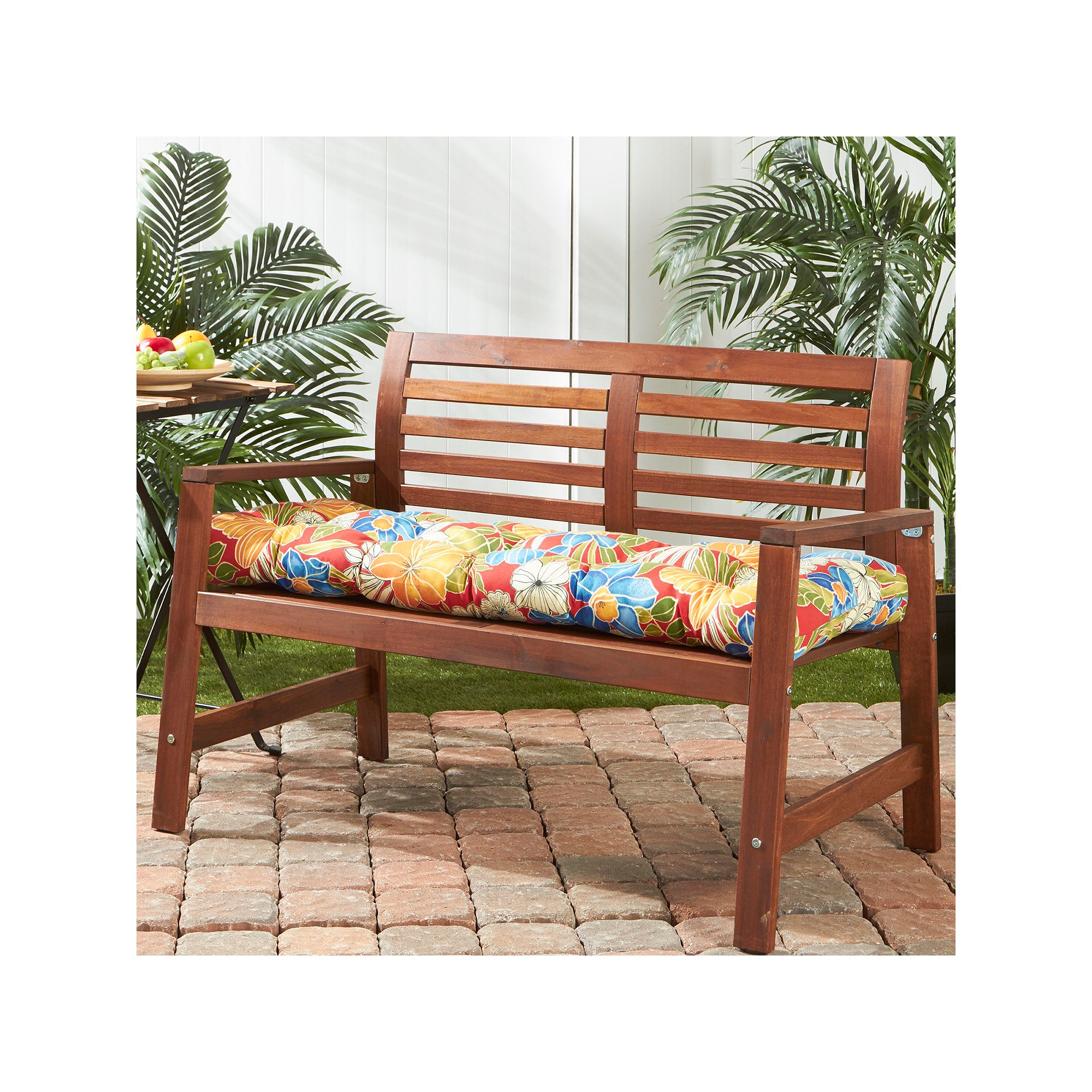 Greendale Home Fashions Allover Print Outdoor Bench Cushion, Red