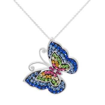 Latigerf 925 Sterling Silver Crystal Small Butterfly Pendant Necklace