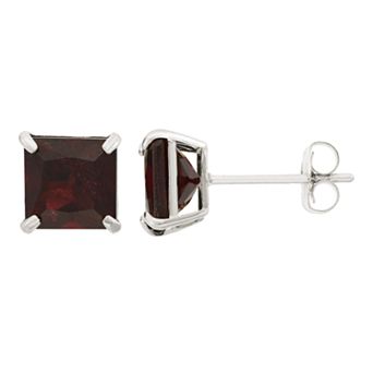 Designs by Gioelli Garnet 10k White Gold Stud Earrings