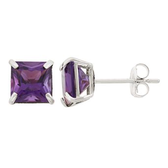 Designs by Gioelli Amethyst 10k White Gold Stud Earrings