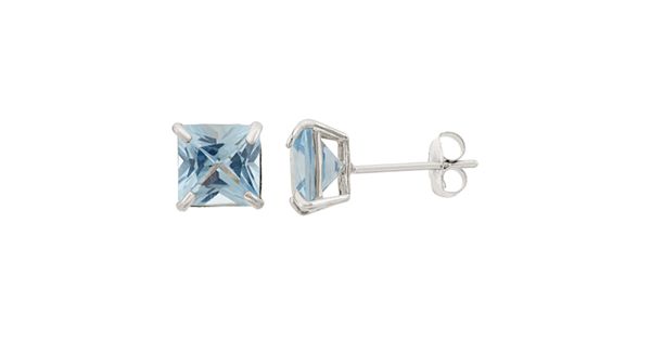 Lab-Created Aquamarine 10k White Gold Stud Earrings