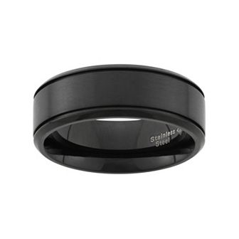 Steel Nation Black Ion-Plated Stainless Steel Wedding Band - Men