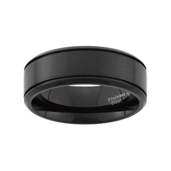 Steel Nation Black Ion-Plated Stainless Steel Wedding Band - Men