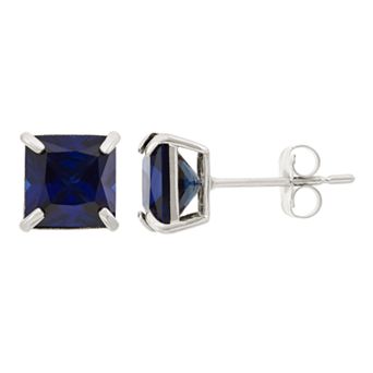 Designs by Gioelli Lab-Created Sapphire 10k White Gold Stud Earrings