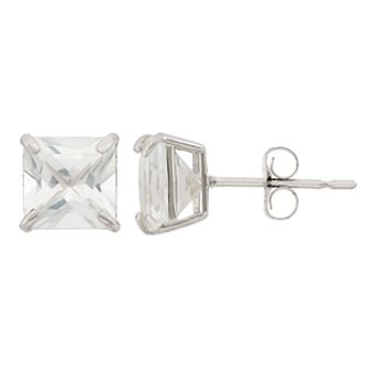 Designs by Gioelli Lab-Created White Sapphire 10k White Gold Stud Earrings