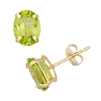 Designs by Gioelli Peridot 10k Gold Oval Stud Earrings