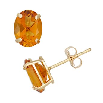 Designs by Gioelli Citrine 10k Gold Oval Stud Earrings