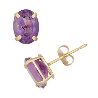 Designs by Gioelli Amethyst 10k Gold Oval Stud Earrings