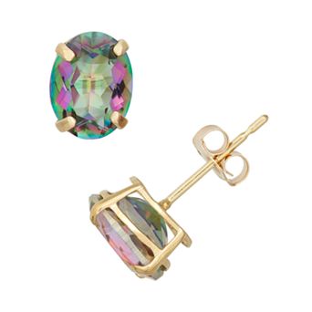 Designs by Gioelli Mystic Topaz 10k Gold Oval Stud Earrings