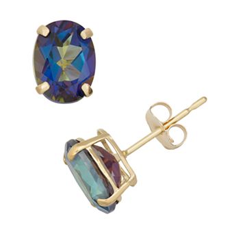 Designs by Gioelli Mystic Topaz 10k Gold Oval Stud Earrings