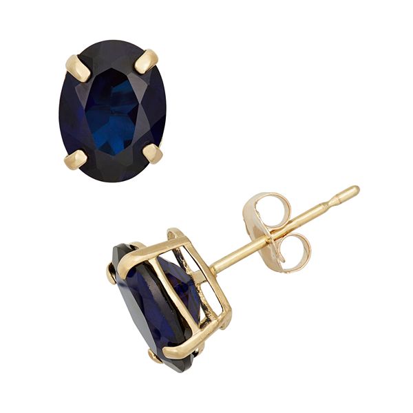 Designs by Gioelli Lab-Created Sapphire 10k Gold Oval Stud Earrings