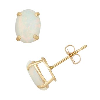 Designs by Gioelli Lab-Created Opal 10k Gold Oval Stud Earrings