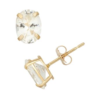 Designs by Gioelli Lab-Created White Sapphire 10k Gold Oval Stud Earrings