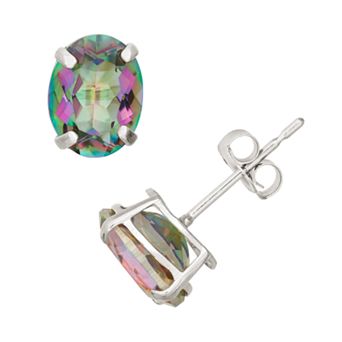 Designs by Gioelli Mystic Topaz 10k White Gold Oval Stud Earrings